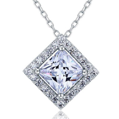 1 Carat Princess Cut Simulated Diamond 925 Sterling Silver Pendant Necklace-Bijoux Pour Elle