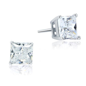 1 Carat Princess Cut Simulated Diamond 925 Sterling Silver Stud Earrings Jewelry-Bijoux Pour Elle