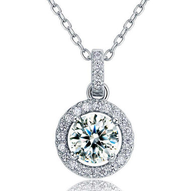 1 Carat Round Cut Simulated Diamond Bridal 925 Sterling Silver Pendant Necklace-Bijoux Pour Elle