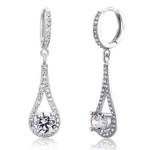 1 Carat Simulated Diamond Round Cut 925 Sterling Silver Bridal Wedding Dangle Earrings Jewelry-Bijoux Pour Elle