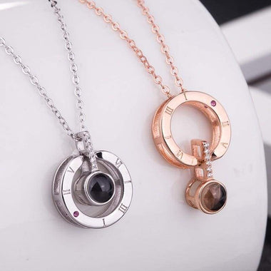 100 Language 'I Love You' Rose Gold & Silver Pendants Necklace For Women-Bijoux Pour Elle