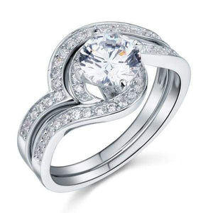1.25 Carat Simulated Diamond Bridal Engagement 2-Pcs Sterling 925 Silver Ring Set-Bijoux Pour Elle