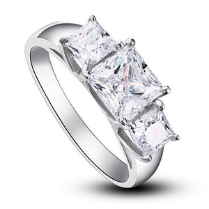 1.5 Carat 3-Stones Simulated Diamond 925 Sterling Silver Wedding Anniversary Ring-Bijoux Pour Elle