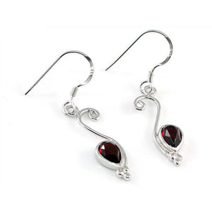 1.5 Carat Genuine Dark Red Garnet 925 Sterling Silver Dangle Fine Earrings-Bijoux Pour Elle