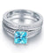 1.5 Carat Princess 2-Pcs Fancy Blue Simulated Diamond 925 Sterling Silver Wedding Engagement Ring Set-Bijoux Pour Elle