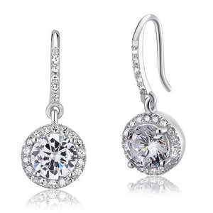 1.5 Carat Round Cut Simulated Diamond 925 Sterling Silver Dangle Earrings-Bijoux Pour Elle
