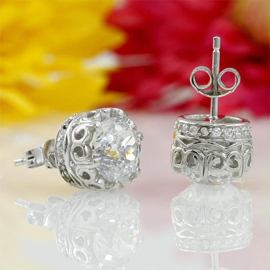1.5 Carat Vintage Style Stud 925 Sterling Silver Earrings Jewelry-Bijoux Pour Elle