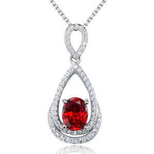 2 Carat Oval Cut Red Simulated Diamond Sterling 925 Silver Pendant Necklace-Bijoux Pour Elle