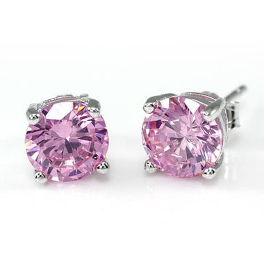 2 Carat Simulated Diamond Pink Sapphire 925 Sterling Silver Stud Earrings-Bijoux Pour Elle