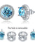 2.5 Carat Round Aqua Blue Halo (Removable) Stud Solid 925 Sterling Silver Earrings Jewelry-Bijoux Pour Elle