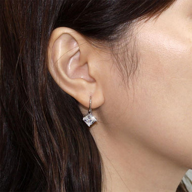 3 Carat Princess Cut Simulated Diamond Hook Dangle Drop 925 Sterling Silver Earrings-Bijoux Pour Elle