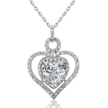 3 Carat Simulated Diamond 925 Sterling Silver Heart Pendant Necklace-Bijoux Pour Elle