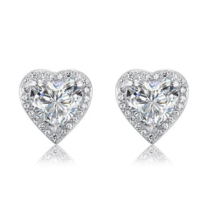 3 Carat Simulated Diamond 925 Sterling Silver Heart Stud Earrings-Bijoux Pour Elle