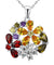 3.5 Carat Multi-Color Simulated Topaz Flower 925 Sterling Silver Pendant Necklace-Bijoux Pour Elle