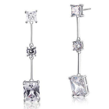 4 Carat Emerald Cut Simulated Diamond 925 Sterling Silver Dangle Earrings-Bijoux Pour Elle