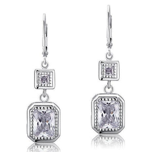 4 Carat Emerald Cut Simulated Diamond 925 Sterling Silver Dangle Earrings-Bijoux Pour Elle