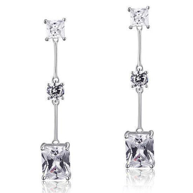 4 Carat Emerald Cut Simulated Diamond 925 Sterling Silver Dangle Earrings-Bijoux Pour Elle