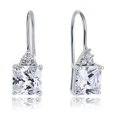 4 Carat Princess Cut Simulated Diamond Dangle Drop 925 Sterling Silver Earrings-Bijoux Pour Elle