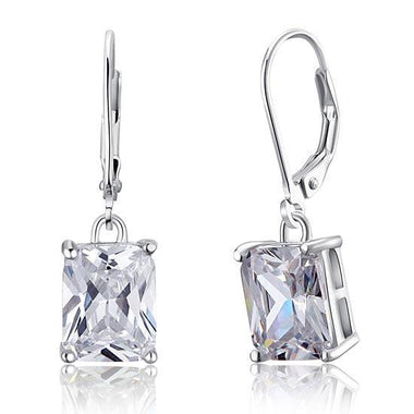 4 Carat Emerald Cut Simulated Diamond 925 Sterling Silver Dangle Earrings-Bijoux Pour Elle