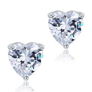 4 Carat Heart Cut Simulated Diamond Stud 925 Sterling Silver Earrings-Bijoux Pour Elle
