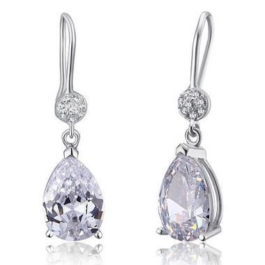 4 Carat Pear Cut Simulated Diamond 925 Sterling Silver Dangle Earrings-Bijoux Pour Elle