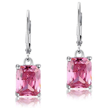 4 Carat Pink Simulated Sapphire 925 Sterling Silver Dangle Earrings-Bijoux Pour Elle