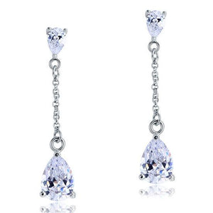 4 Carat Simulated Diamond Pear Cut Dangle Drop Sterling 925 Silver Earrings-Bijoux Pour Elle