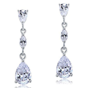 4 Carat Simulated Pear Cut Diamond Dangle Drop Sterling 925 Silver Earrings-Bijoux Pour Elle