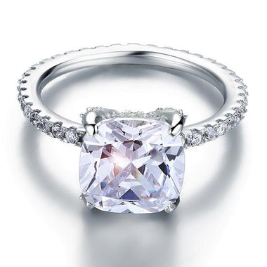 5 Carat Cushion Cut Simulated Diamond 925 Sterling Silver Wedding Engagement Promise Ring Jewelry-Bijoux Pour Elle