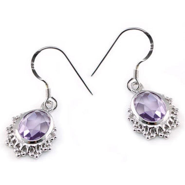 5 Carat Genuine Purple Oval Cut Amethyst 925 Sterling Silver Dangle Fine Earrings-Bijoux Pour Elle