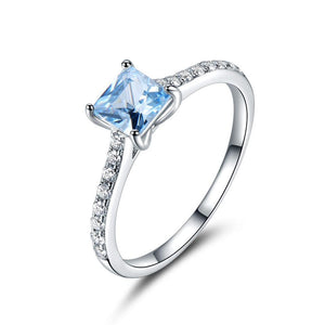 5*5mm Sky Blue Topaz Ring Engagement Wedding Ring-Bijoux Pour Elle