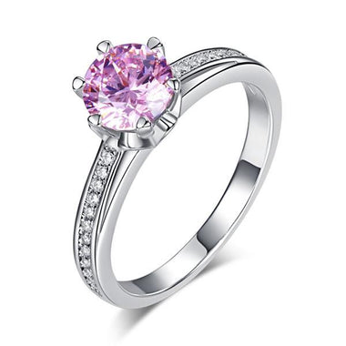 6 Claws 925 Sterling Silver Wedding Promise Anniversary Ring 1.25 Ct Fancy Pink Simulated Diamond Jewelry-Bijoux Pour Elle