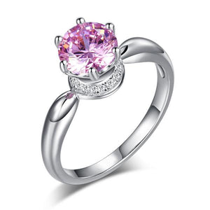 6 Claws Crown 925 Sterling Silver Wedding Promise Anniversary Ring 1.25 Ct Fancy Pink Simulated Diamond Jewelry-Bijoux Pour Elle