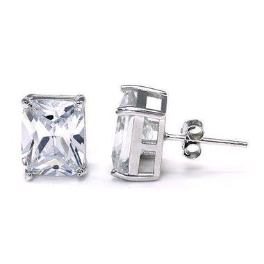 8 Carat Emerald Cut Simulated Diamond Stud 925 Sterling Silver Earrings-Bijoux Pour Elle