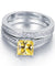 925 Sterling Silver 2-Pcs Wedding Ring Set 1.5 Ct Princess Cut Yellow Canary Simulated Diamond-Bijoux Pour Elle