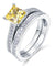 925 Sterling Silver 2-Pcs Wedding Ring Set 1.5 Ct Princess Cut Yellow Canary Simulated Diamond-Bijoux Pour Elle