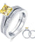 925 Sterling Silver 2-Pcs Wedding Ring Set 1.5 Ct Princess Cut Yellow Canary Simulated Diamond-Bijoux Pour Elle