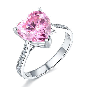 925 Sterling Silver Bridal Engagement Ring 3.5 Carat Heart Pink Simulated Diamond Jewelry-Bijoux Pour Elle