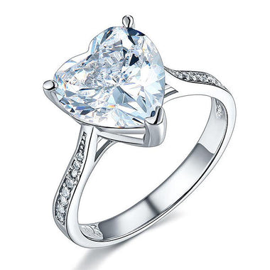 925 Sterling Silver Bridal Engagement Ring 3.5 Carat Heart Simulated Diamond Jewelry-Bijoux Pour Elle
