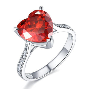 925 Sterling Silver Bridal Ring 3.5 Carat Heart Ruby Red Simulated Diamond Jewelry-Bijoux Pour Elle