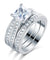 925 Sterling Silver 3 Pcs Wedding Engagement Ring Set Simulated Diamond-Bijoux Pour Elle