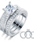 925 Sterling Silver 3 Pcs Wedding Engagement Ring Set Simulated Diamond-Bijoux Pour Elle