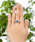 925 Sterling Silver 3-Stone Bridal Ring 2 Carat Blue Simulated Diamond Vintage Style Jewelry-Bijoux Pour Elle