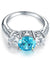 925 Sterling Silver 3-Stone Bridal Ring 2 Carat Blue Simulated Diamond Vintage Style Jewelry-Bijoux Pour Elle