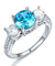 925 Sterling Silver 3-Stone Bridal Ring 2 Carat Blue Simulated Diamond Vintage Style Jewelry-Bijoux Pour Elle