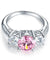 925 Sterling Silver 3-Stone Wedding Ring 2 Carat Fancy Pink Simulated Diamond Jewelry Vintage Style-Bijoux Pour Elle