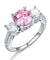 925 Sterling Silver 3-Stone Wedding Ring 2 Carat Fancy Pink Simulated Diamond Jewelry Vintage Style-Bijoux Pour Elle