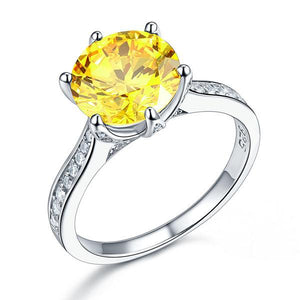 925 Sterling Silver Bridal Engagement Luxury Ring 3 Carat Yellow Canary Simulated Diamond Jewelry-Bijoux Pour Elle