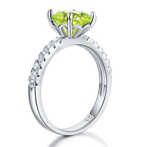 925 Sterling Silver Bridal Wedding Promise Ring 2 Carat Simulated Green Peridot-Bijoux Pour Elle