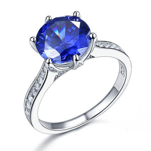 925 Sterling Silver Engagement Luxury Ring 3 Carat Blue Simulated Tanzanite Jewelry-Bijoux Pour Elle